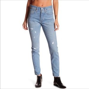 501 Premium Selvedge distressed Jeans- White Oak